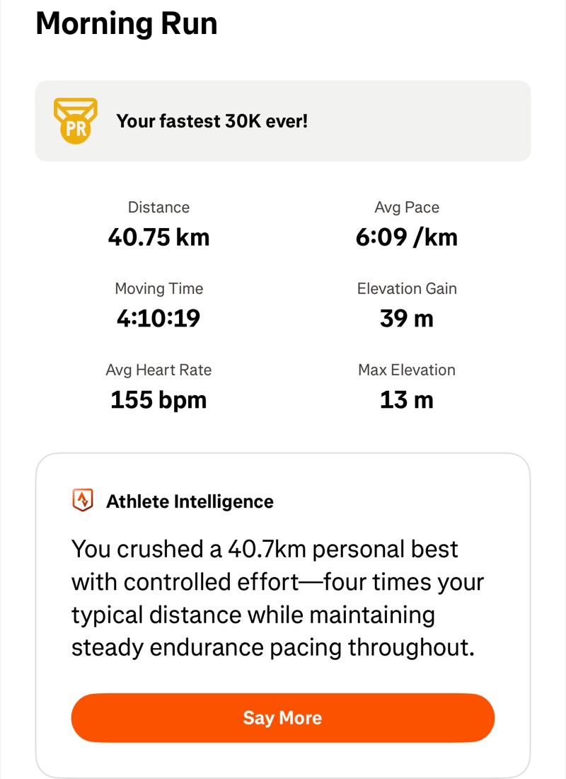 Race data from my watch